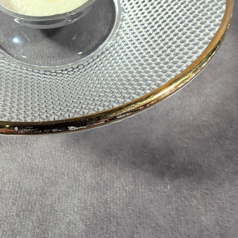 Vtg Kosta Boda Limelight Göran Wärff Glass Tealight Candleholder Gold Rim Sweden - Picture 7 of 7